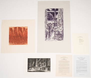 THREE WORKS FROM THE PRINT CLUB OF NY: Frederick Mershimer; Karl Schrag and Stanley Boxer. (Mezzotint, lithograph and etching). All signed, numbered and annotated. Largest: 28 1/4 x 18". These prints have been maintained in storage since t