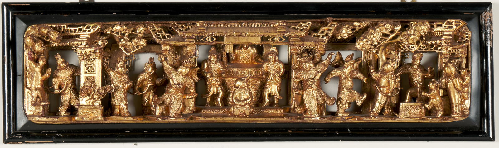 ANTIQUE CHINESE GILT WOOD LACQUER PANEL (1 of 3)