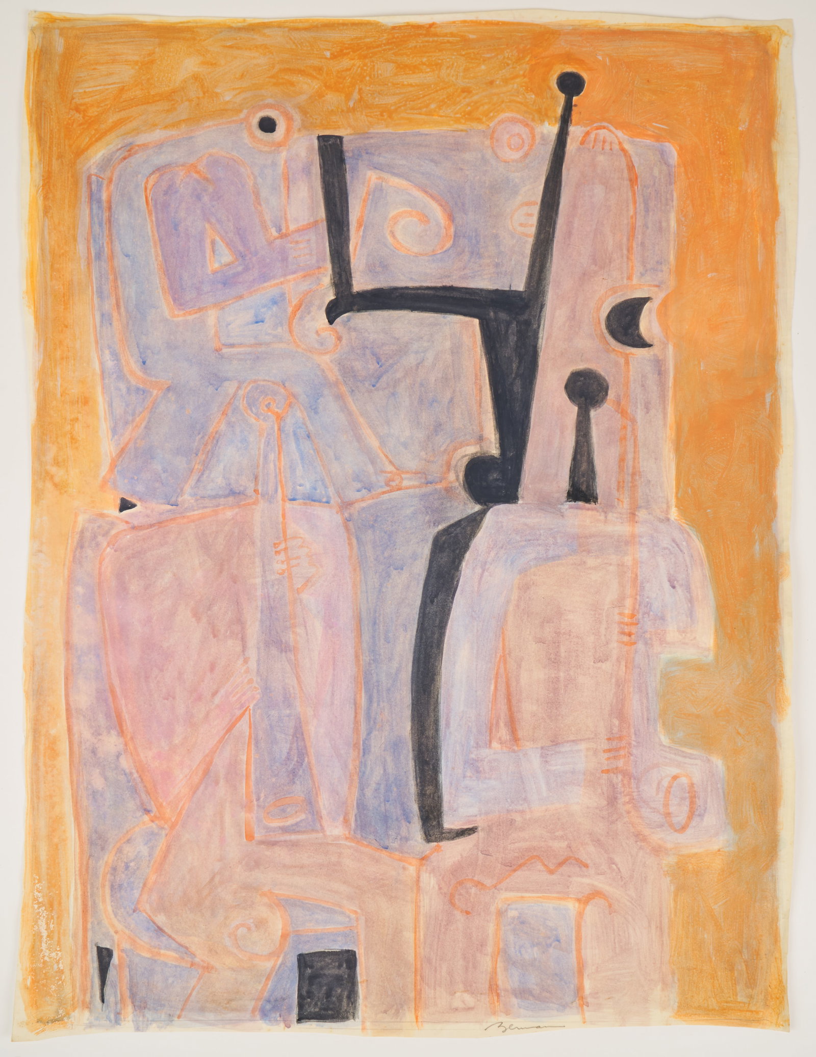 Marietta Berman (Czech - Venezuelan, 1917 - 1990): 'Untitled.' Pencil and gouache on paper. Signed in pencil lower right. 29 1/2 x 22 1/4".