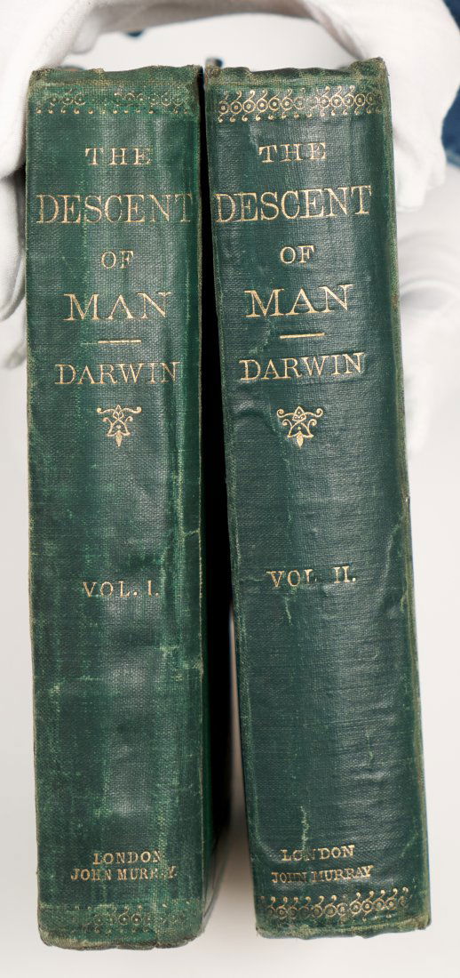 Charles Darwin, Descent of Man, 1st Edition, 1st Edition: Darwin, Charles (1809–1882). "The Descent of Man and Selection in Relation to Sex. London: John Murray, 1871." First edition. The first appearance of the word "evolution" in Darwin's writing (page 2