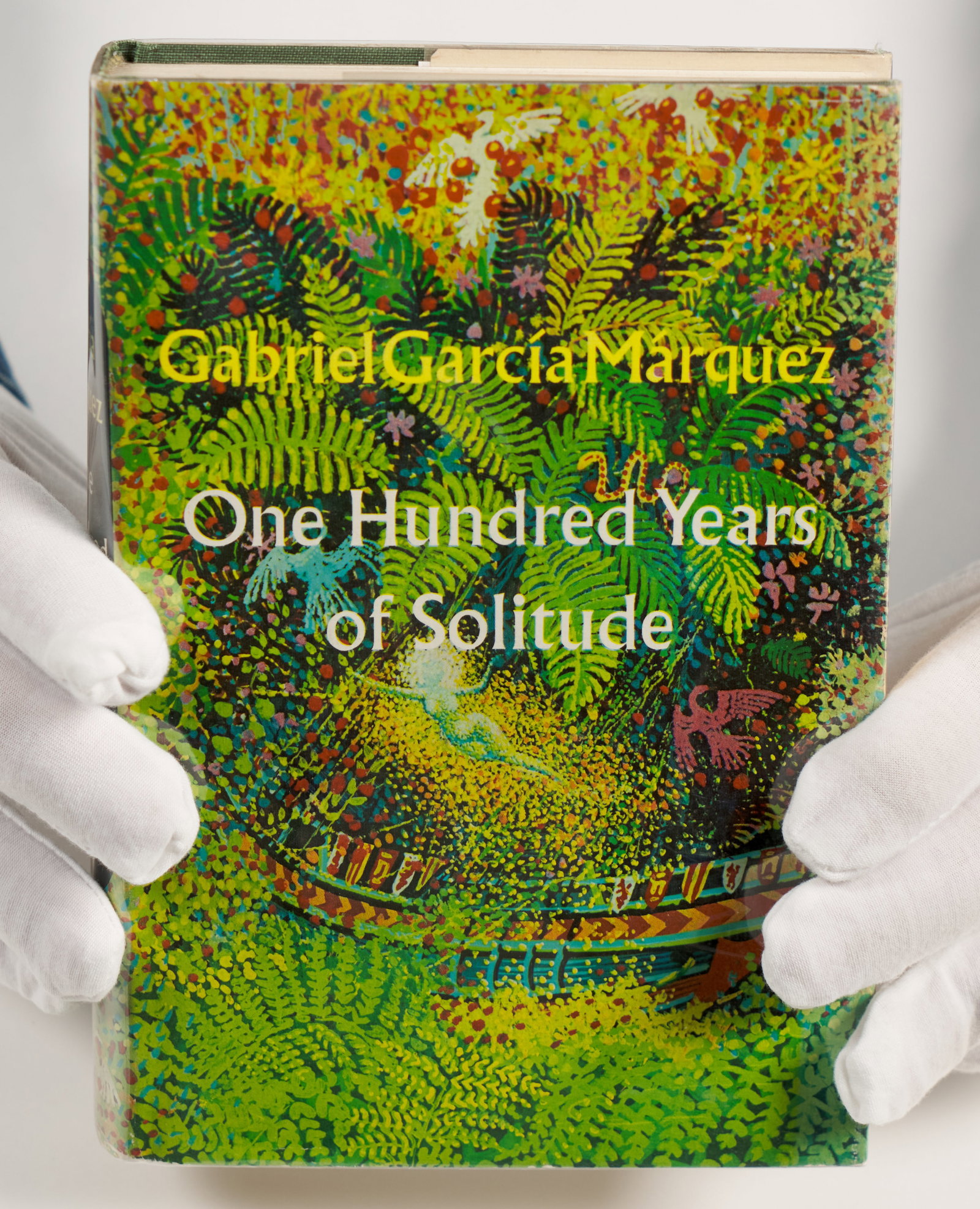 Gabriel García Márquez, One Hundred Years of Solitude: New York: Harper & Row, 1970. Translated by Gregory Rabassa. First edition, second state dust jacket (minor wear to top and bottom of dust jacket). With original owner's name: Juan Martinez.