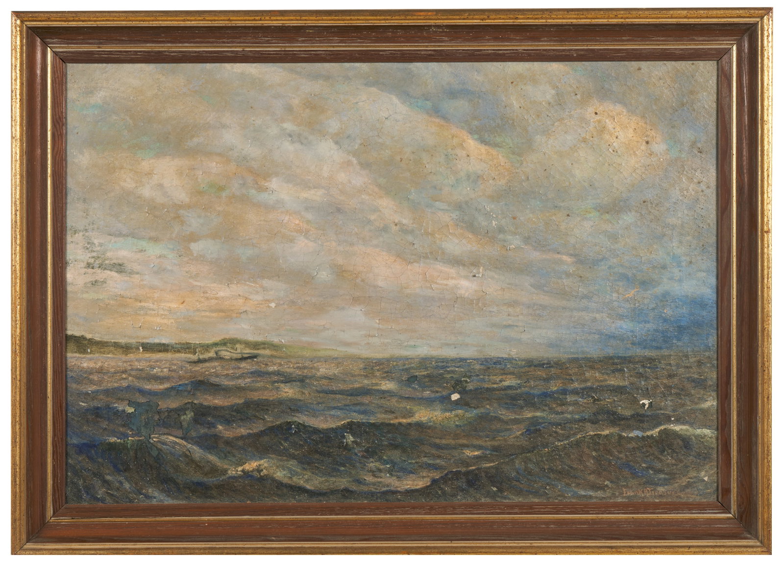 Frank R. Treasure (American/New York, 1863 - 1937): Oil on canvas. Circa 1910. Signed bottom right. 18 1/4 x 26" ; 21 x 29 1/2' (framed). Note: This canvas will require restoration.