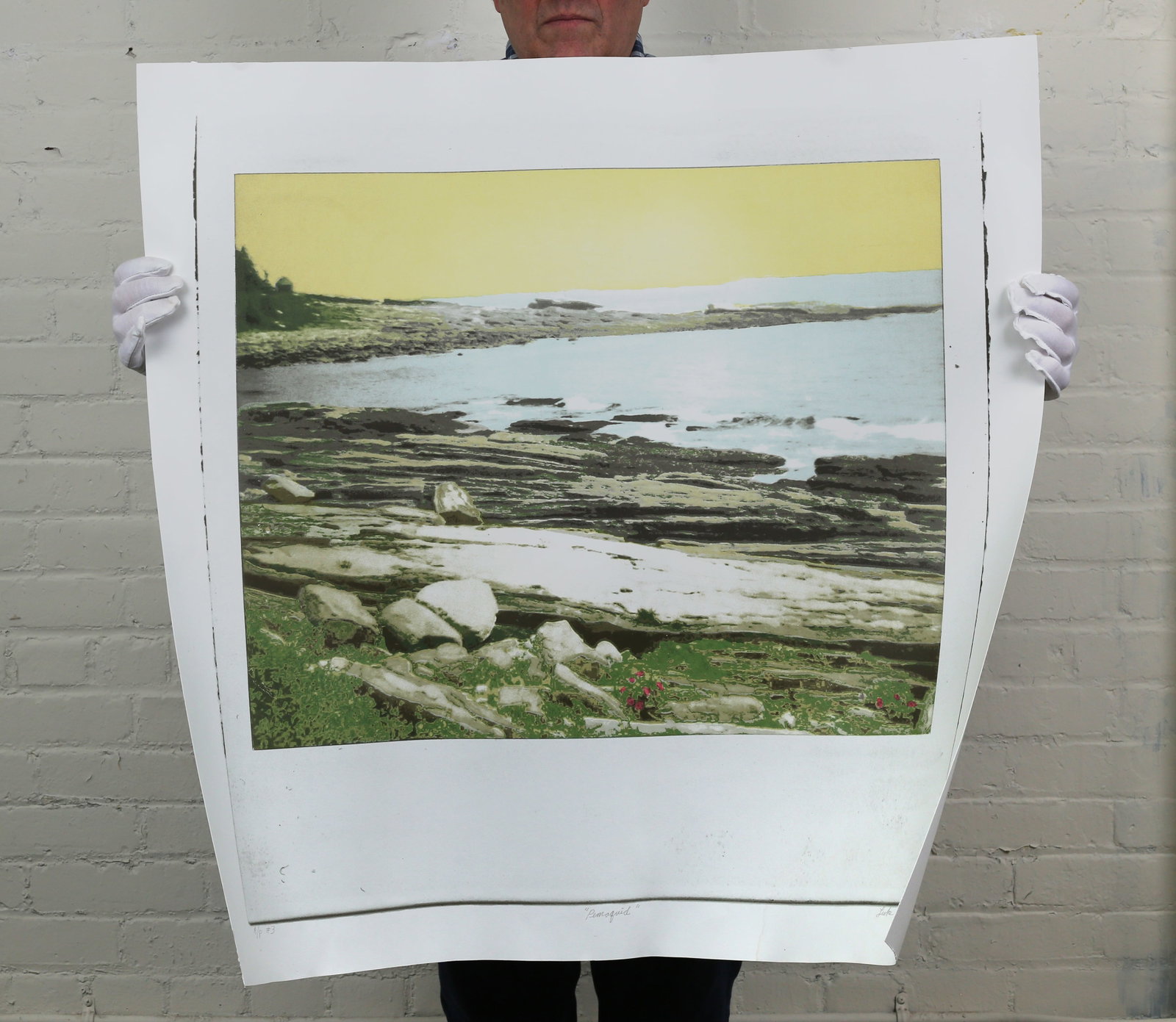 Luke M. Randall (American, 1964 - 2022): "Pemaquid (Maine)." Color lithograph. Signed, titled, and annotated in pencil bottom right. 36 x 35 1/2".