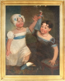American Folk Art Portrait Of Sisters (19th Century)