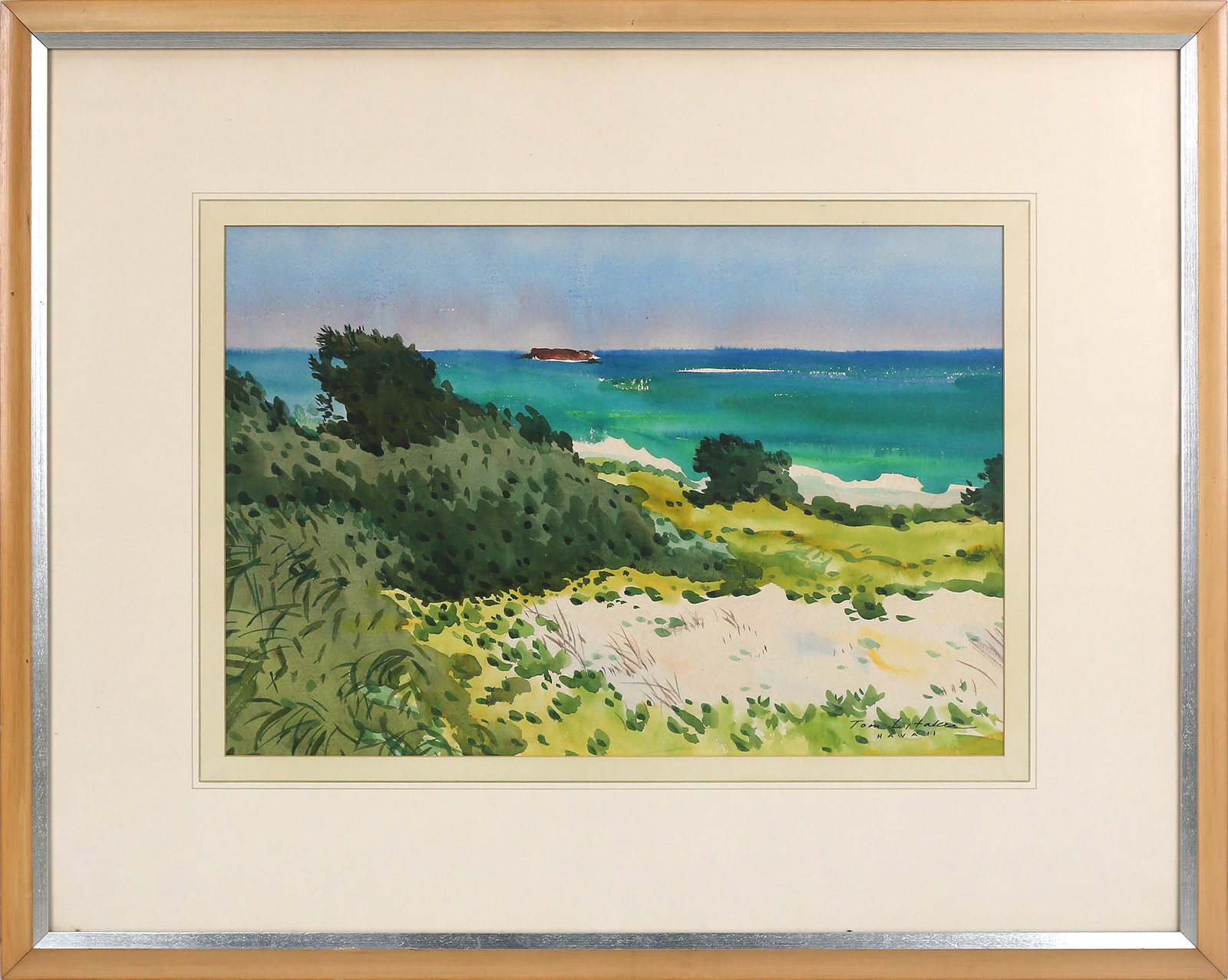 Thomas Franklin Litaker (American, 1906-1976): 'Hawaii.' Watercolor on paper. Signed and titled bottom right. 18 3/4 x 12 5/8"; 30 x 23 3/4" (overall).