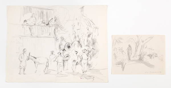 William Meyerowitz (Ukrainian - American, 1887 - 1981): 'Two Drawings'. Pencil on paper. Both signed at bottom right. Largest: 9 1/2 x 12 1/2".