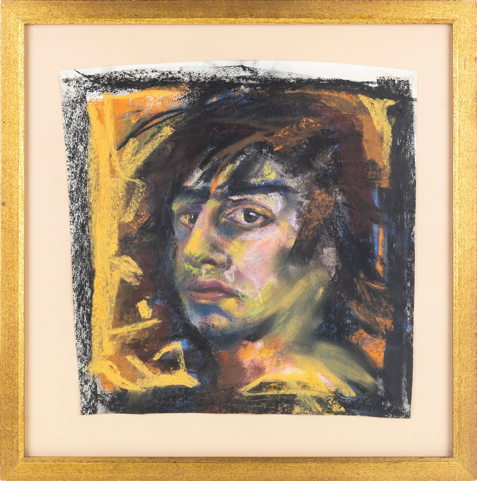 Joseph Radoccia (American, b.1961): 'Portrait of a Man.' Pastel on paper. Signed bottom right. 14 x 13"; 19 1/4 X 19 1/4" (framed).
