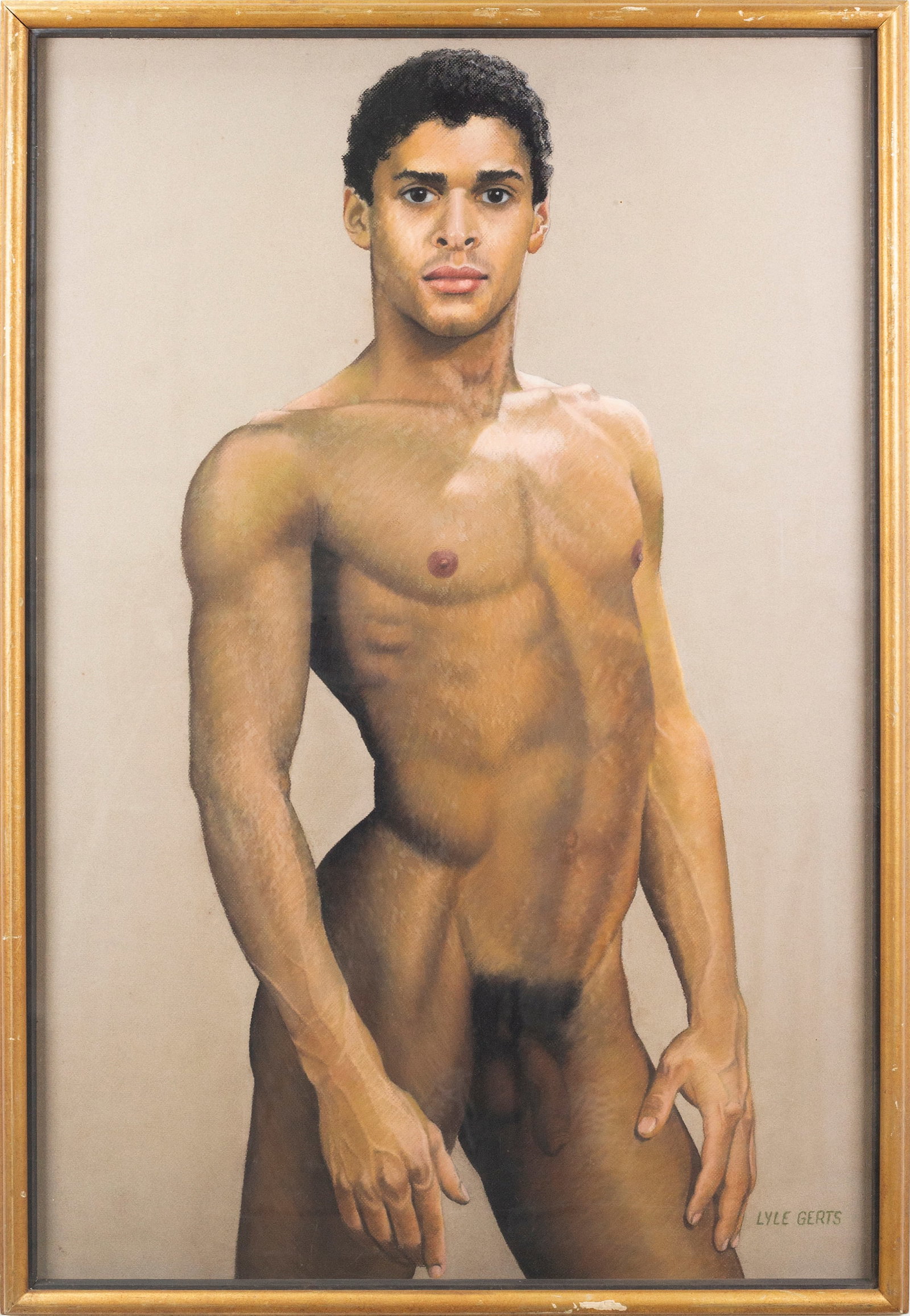 Lyle Gerts aka Gertz (American, 21st Century): "Latin Mythic." Pastel on paper. Signed bottom right. Labeled on back with title, size, artist and medium. 40 x 30"; 45 x 31" (overall). Framed.