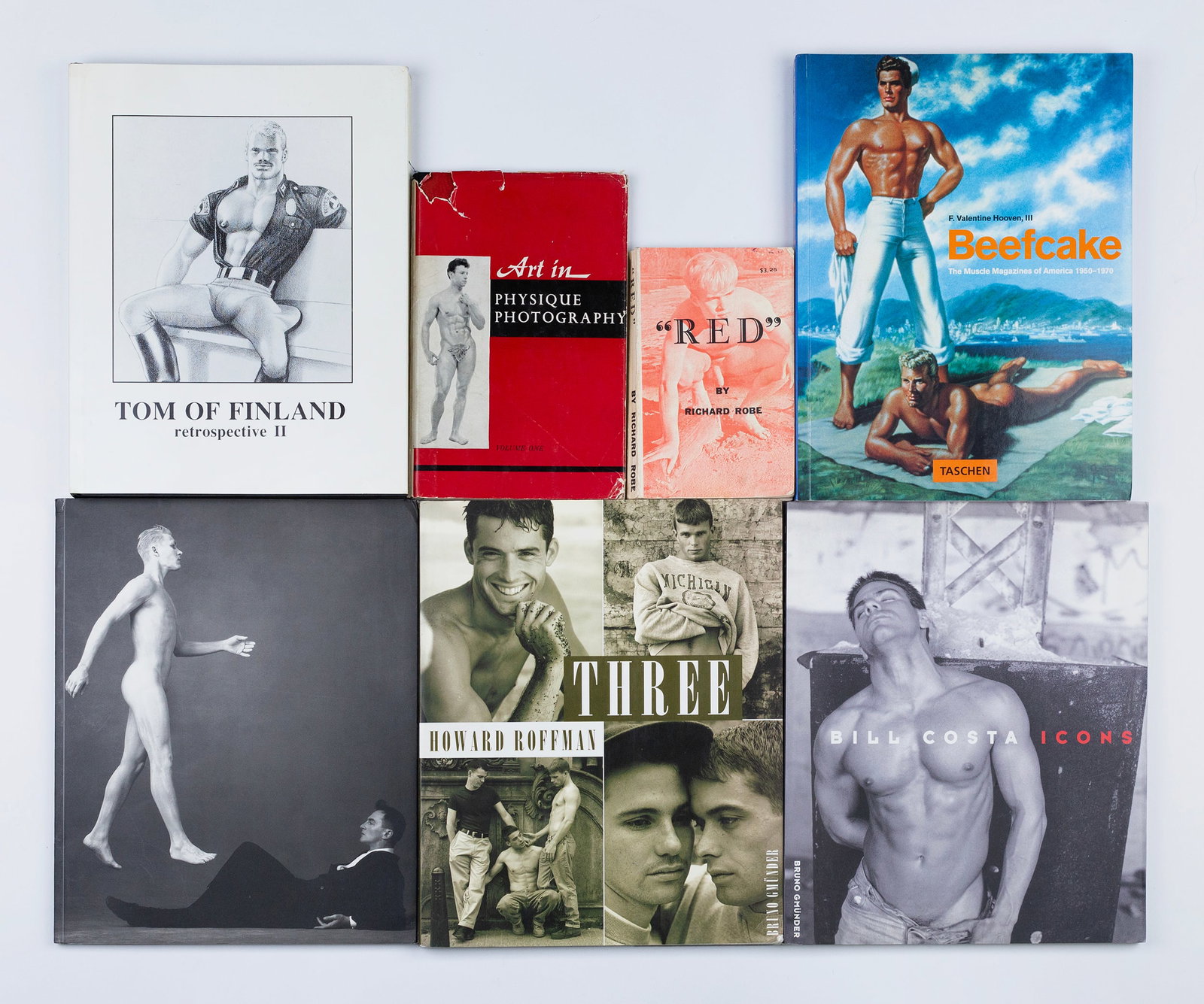Gay Art Photography Books and Publications: An estate collection of 23 gay and homoerotic photobooks including: "Tom of Finland Retrospective II" 1993, hardcover. second edition. Published by the Tom of Finland Foundation (includes envelope wit