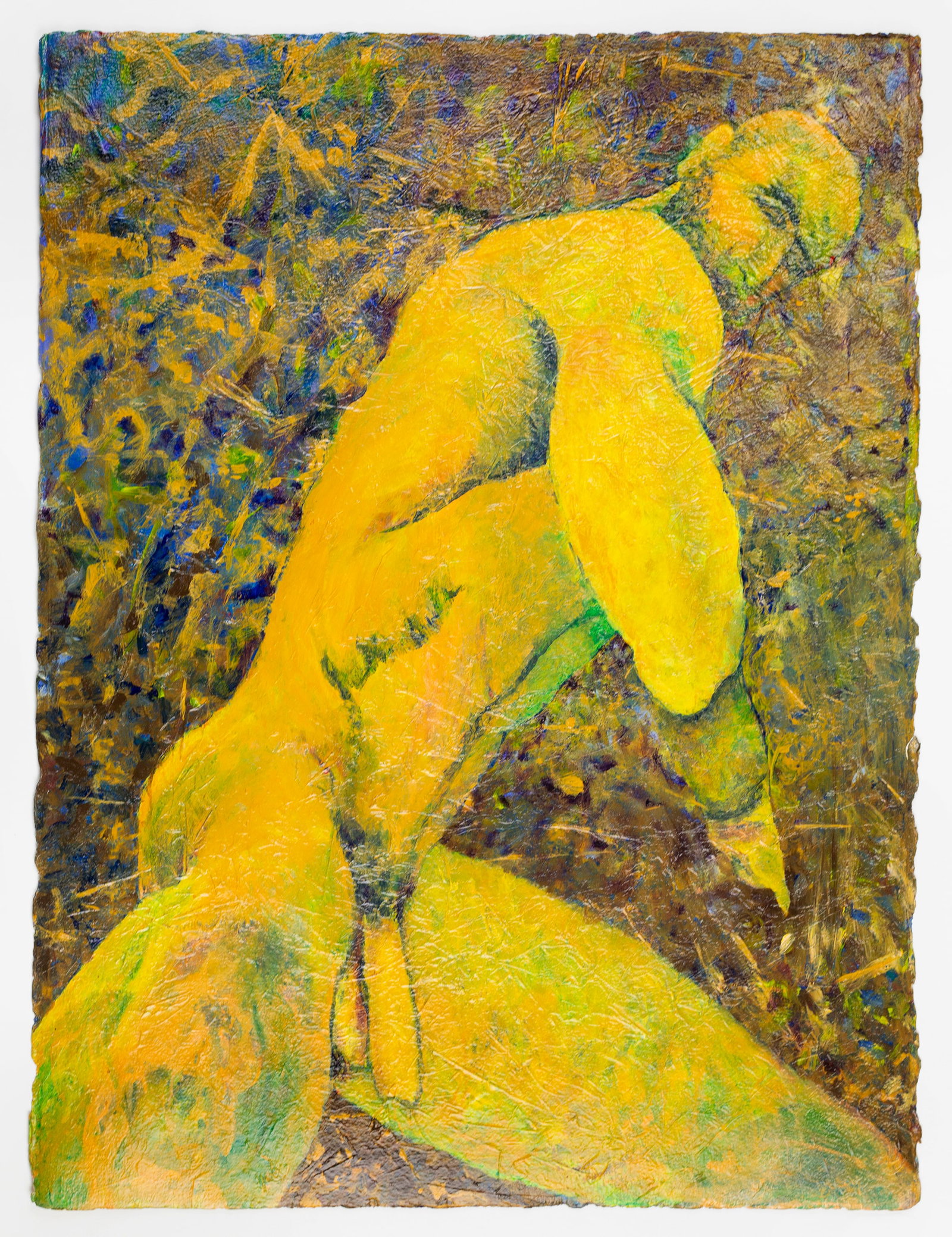 Tom Wagner (American, 20th - 21st Century): 'Twisting Figure.' 1995. Oil and encaustic on watercolor paper. Signed and dated on verso. 30 x 24".