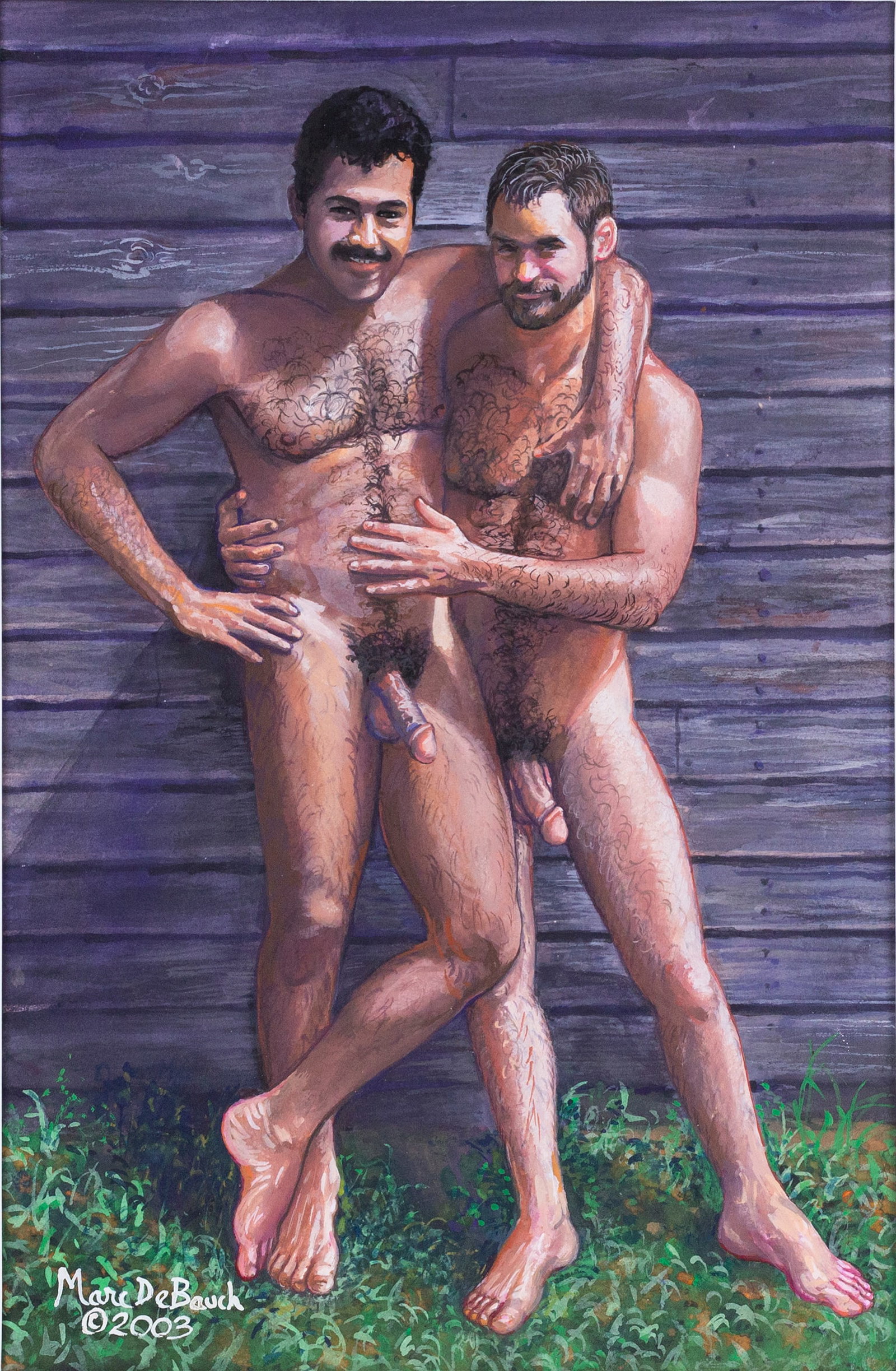 Marc DeBauch (American, b. 1956 ): 'Self Portrait of Erotic Artist Marc DeBauch and His Lover.' 2003. Signed at bottom left. Labeled, titled and dated on verso. 16 1/2 x 11"; 21 1/2 x 15 1/2" (overall). Matted.