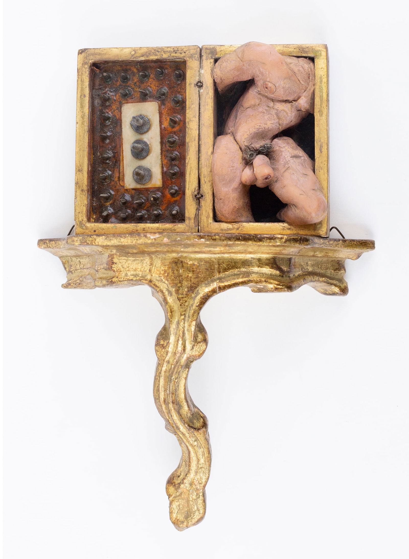 Joseph Radoccia (American, New York, b. 1961): 'Iron Maiden.' Found materials and polymer clay. Signed on verso. 11 x 8 x 5" (sight).