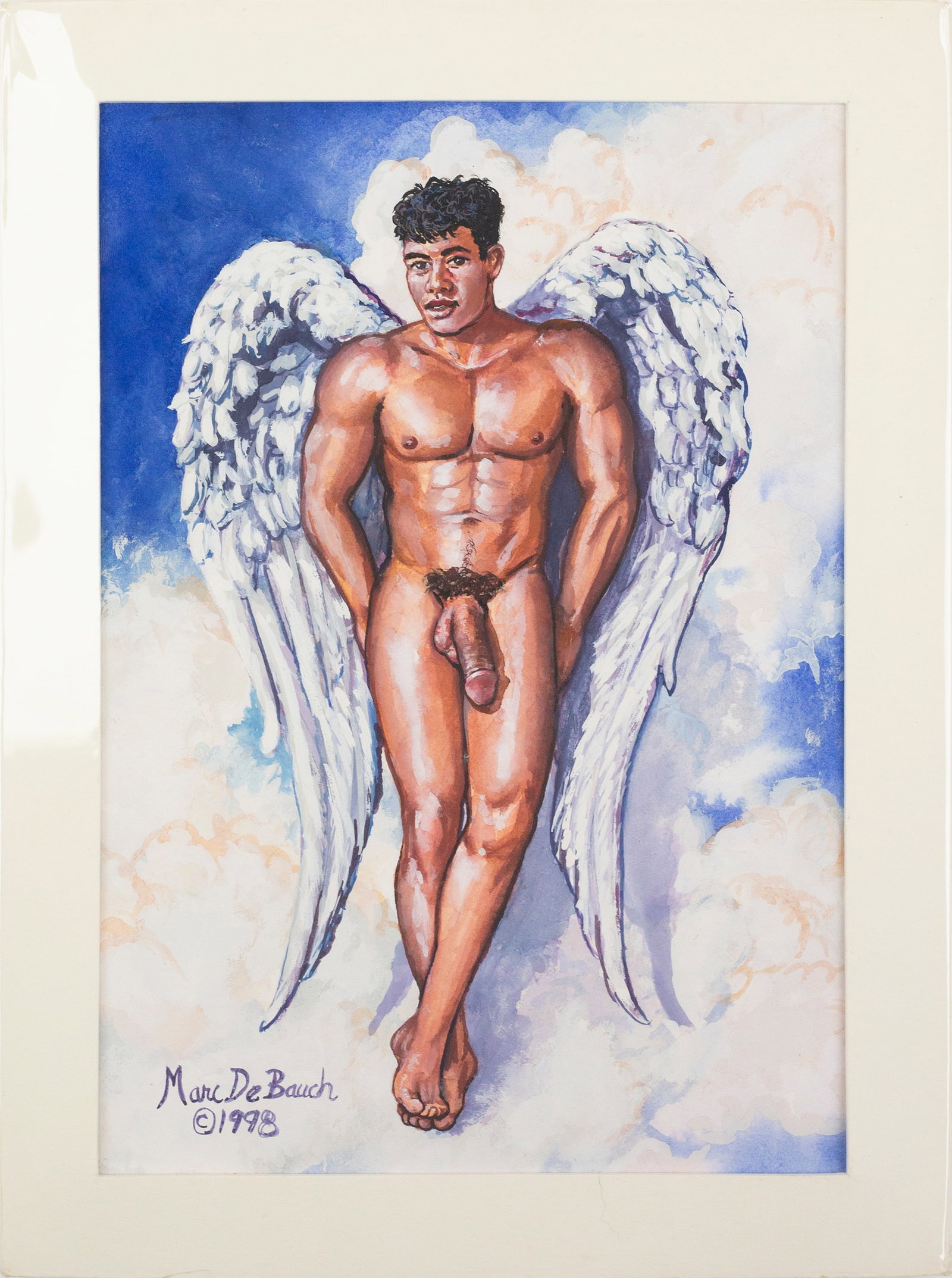 Marc DeBauch (American, b. 1956 ): 'Angelino.' 1998. Gouache on paper. Signed bottom left. Labeled and named on back. 10 x 7"; 12 x 9".