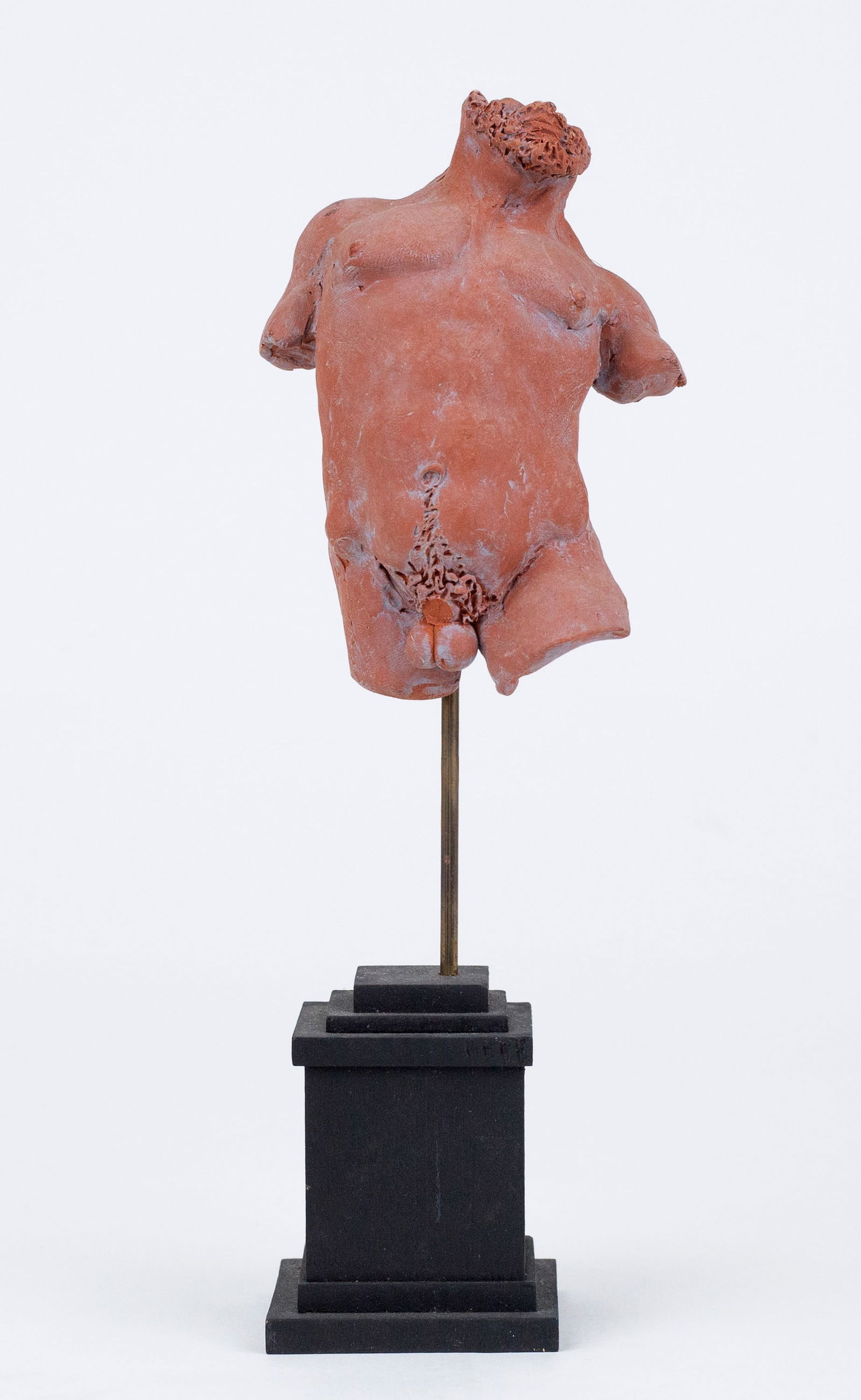 Campbell G. Paxton (American, b. 1948): 'Bearded Brick Torso Twisting.' Polymer clay. Signed and titled on bottom. Monogram on back. 9 x 3.5 x 3" (sight).