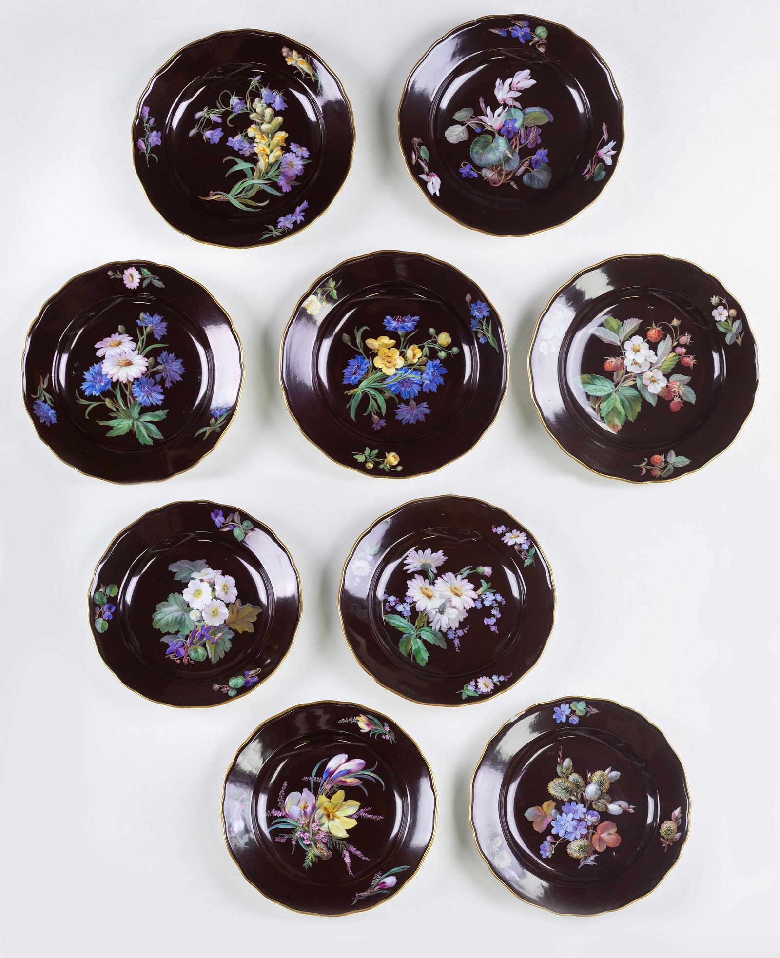 Nine Meissen Cabinet Plates (Circa 19th Century)
