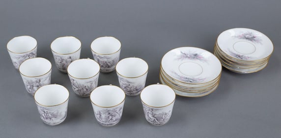 Georges Boyer Cups and Saucers (French, Antique)