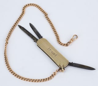 14k Gold Pocket knife and Pocket Watch Chain