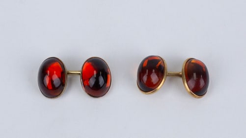 14K Inlay Cufflinks (Sansbury and Nellis) (Circa 1920s) et al