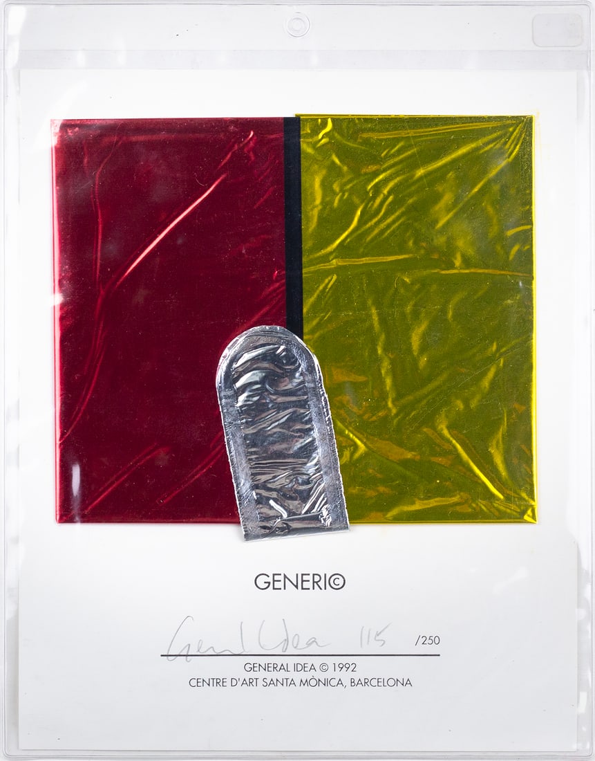 General Idea (Canadian Collective, 1967-1994): 1992. Mylar balloon. Edition of 250. Signed "General Idea" and numbered 115/250. Sealed in bag. Balloon: 10 x 25"; Package: 11 1/2 x 9".