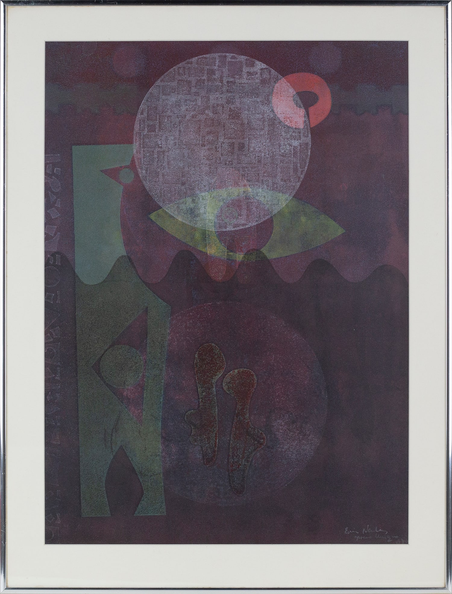 Ervin Neuhaus (Hungarian, 1928 - 2012): Monoprint. Signed bottom right. 25 1/4 x 19 1/4"; 21 x 15" (overall). Framed.