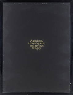 Haim Steinbach (Israeli - American, b. 1944): "DQP Ad." 1992. Lithograph in gold glitter ink on black paper. Published as the group portfolio "documenta 9," edited by Jan Hoet. Signed, titled, dated, and editioned along bottom. Edition of 45. 30