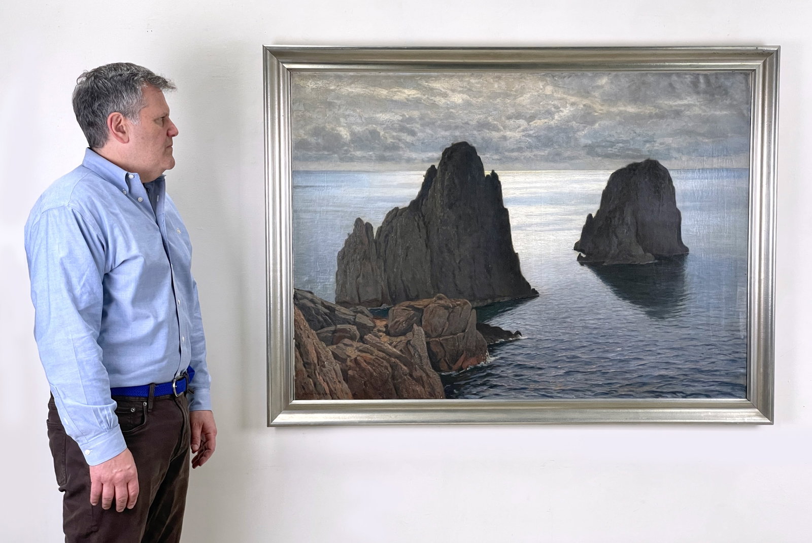 Vartan Makhokhian (Turkish - French, 1869-1937): "Grand Seascape." Oil on canvas. Signed at bottom right. 37 x 51 1/2; 42 x 56" (overall). Framed.