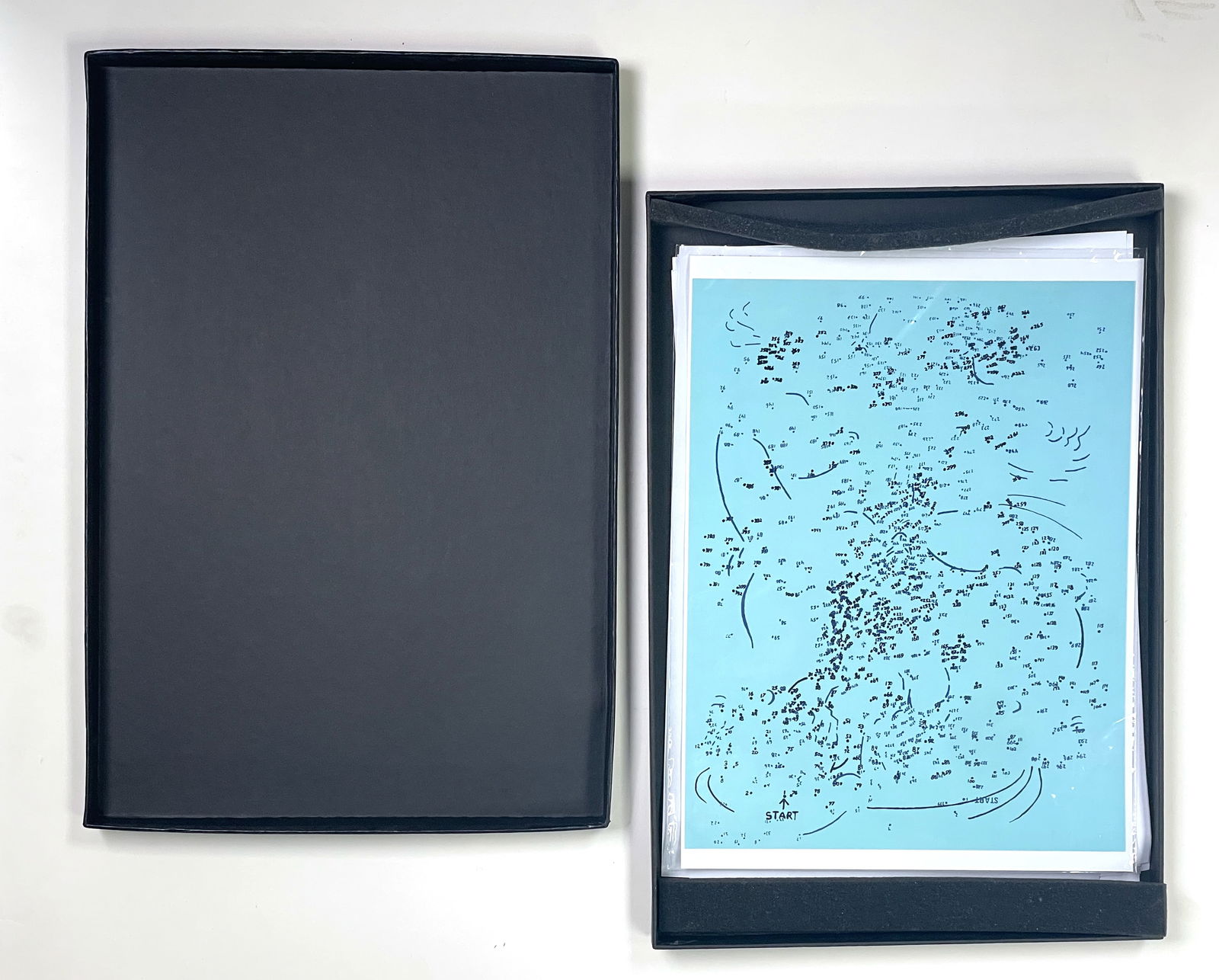 Dean Sameshima (American (Berlin), b.1971): Portfolio case of one (1) photograph signed and dated on verso 2008. 'Erotic Connect the Dots.' Photograph. 2008. 17 x 11"; and twenty-two (22) 17 x 11" prints of a queer theory essay signed in plate