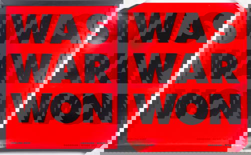 Sterling Ruby (American, b. 1972): "War Was Won." 2017. Offset. Two (2) works on cardstock. Created for Gagosian at the NY Art Book Fair in 2017. 27 x 21 1/2"; 29 x 23" (overall). One framed, one flat.