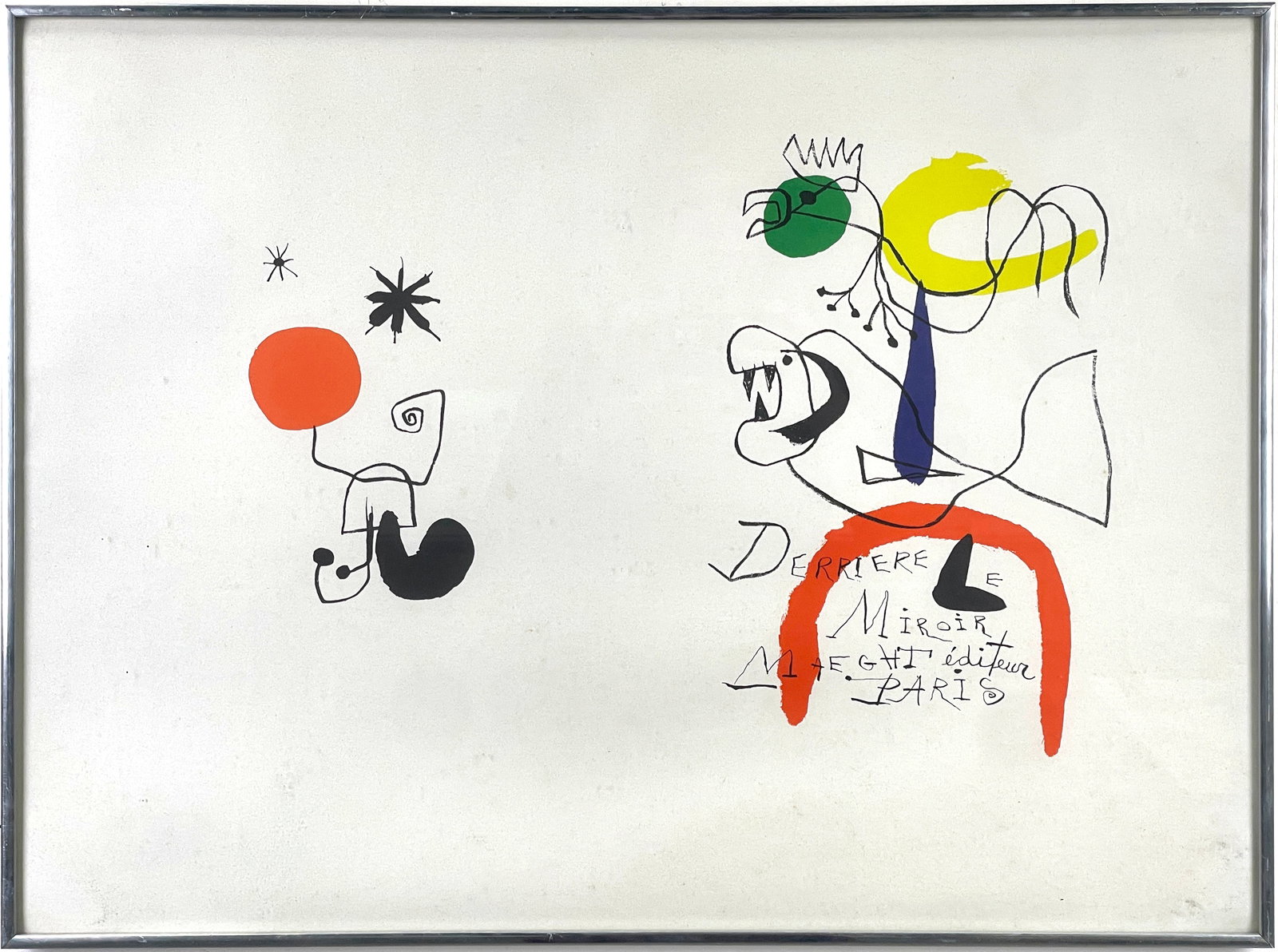 Joan Miro (Spanish, 1893 - 1983): "Derrière Le Miror" Lithograph. 29 x 21 1/2"; 29 1/2 x 22" (overall). Framed.