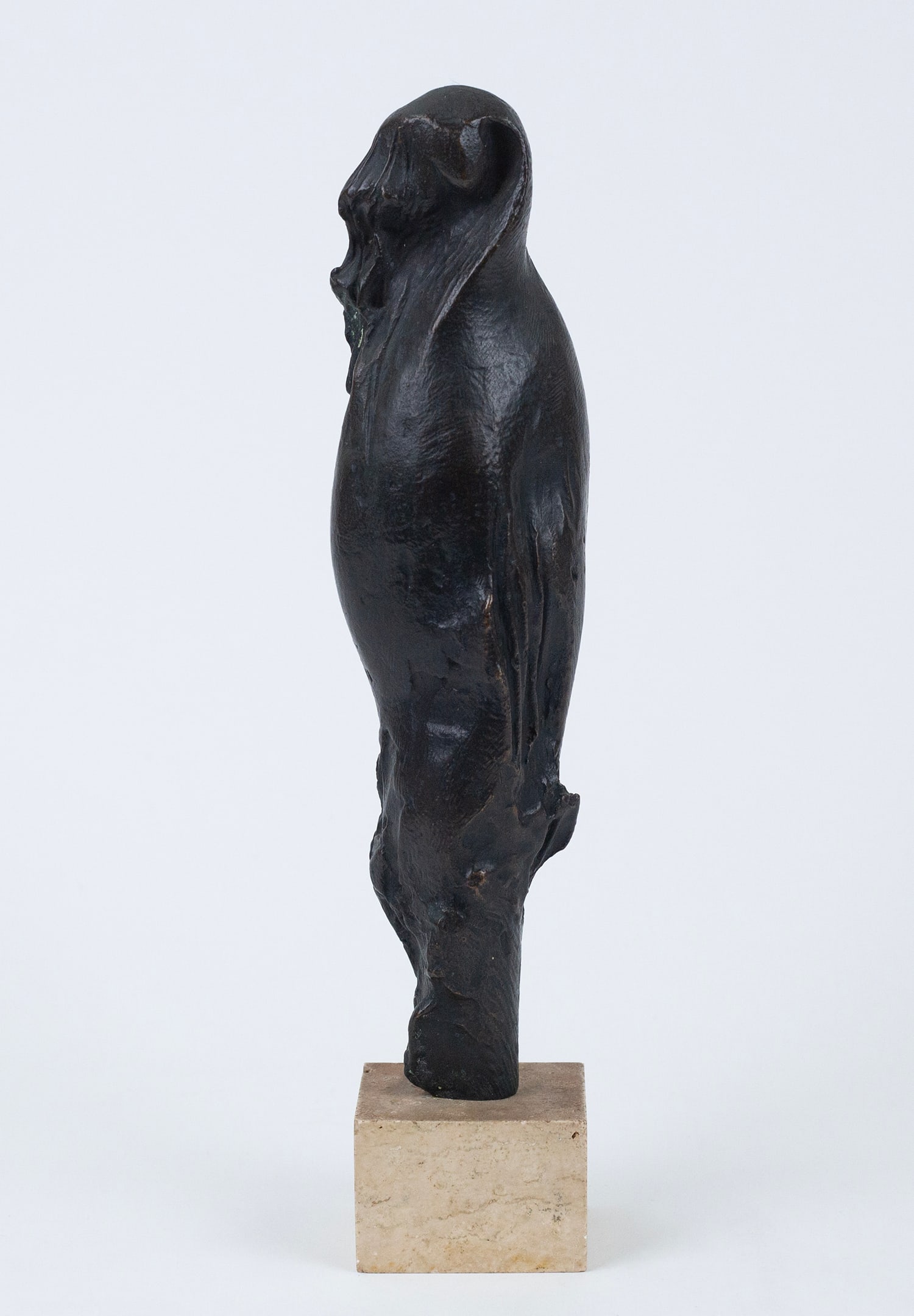 Gilbert Franklin (American/English, 1919-2004): "Shrouded Figure." Cast bronze on stone base. 12 x 3 1/2 x 2" (sight).