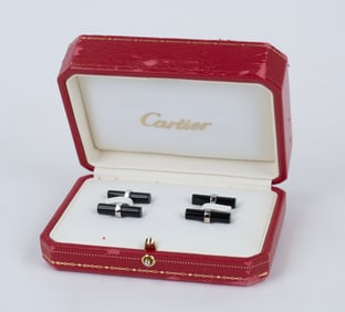 Cartier White 18K T-Bar Cufflinks