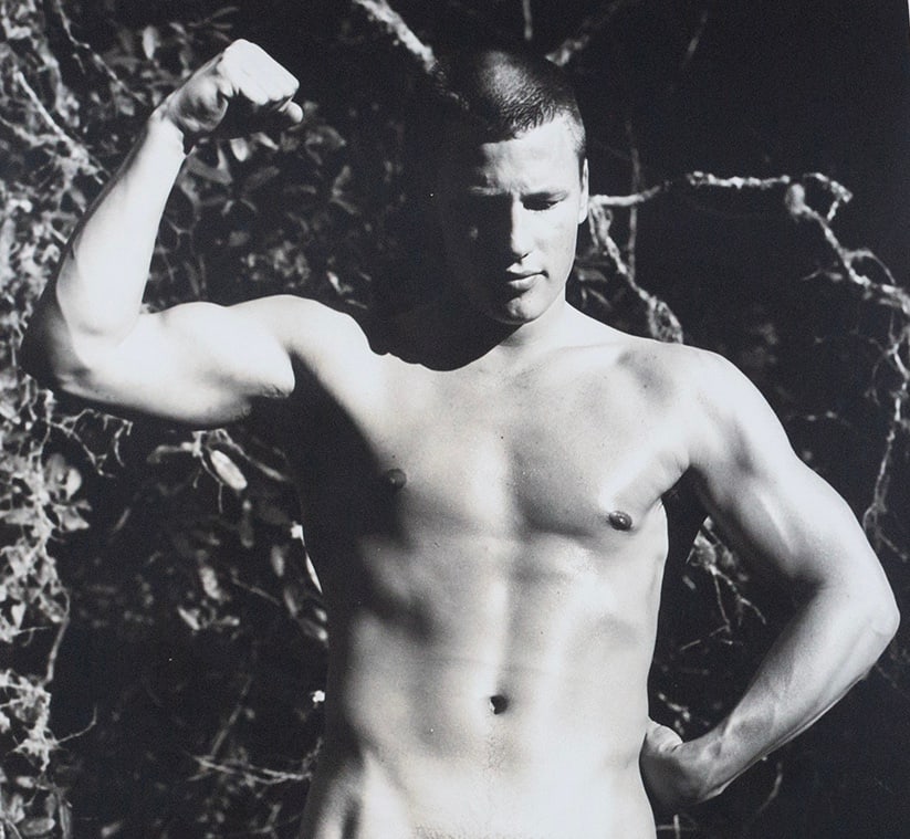 Dave Martin (American - San Francisco, 1922-2014) et al: Four (4) physique photographs: two (2) photographs of college athletes. 1953. Labeled on the verso with the model's university and sport. Signed on the verso. 10 x 8"; and two (2) physique photographs
