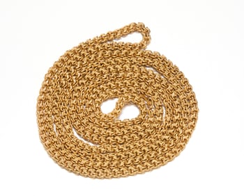 18k Gold Long Chain Necklace.