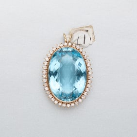 Blue Topaz 14k Diamond Necklace