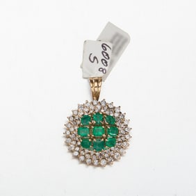 Emerald and Diamond 14k Pendant.