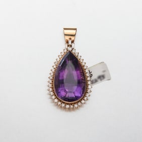 Diamond and Amethyst Pendant 14k