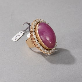 14k Yellow Gold, Ruby and Diamond Ring