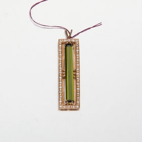 Green Tourmaline 14k Pendant with Diamonds