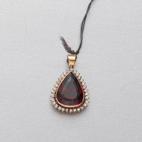 Garnet 14k Diamond Pendant