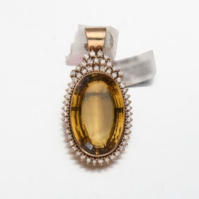 Oval Citrine Pendant 14k