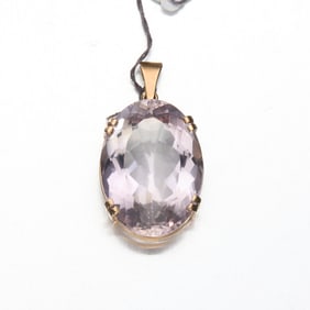 14k Gold Diamond Pink Quartz