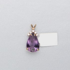 14k Yellow Gold Gemstone and Diamond Pendant