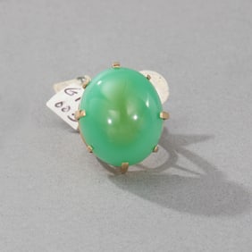 14k Yellow Gold Chrysoprase Ring