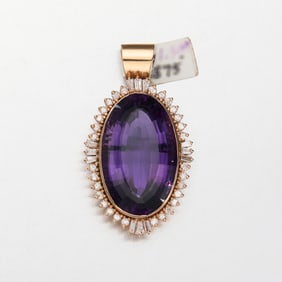 Amethyst and Diamond 14K Pendant