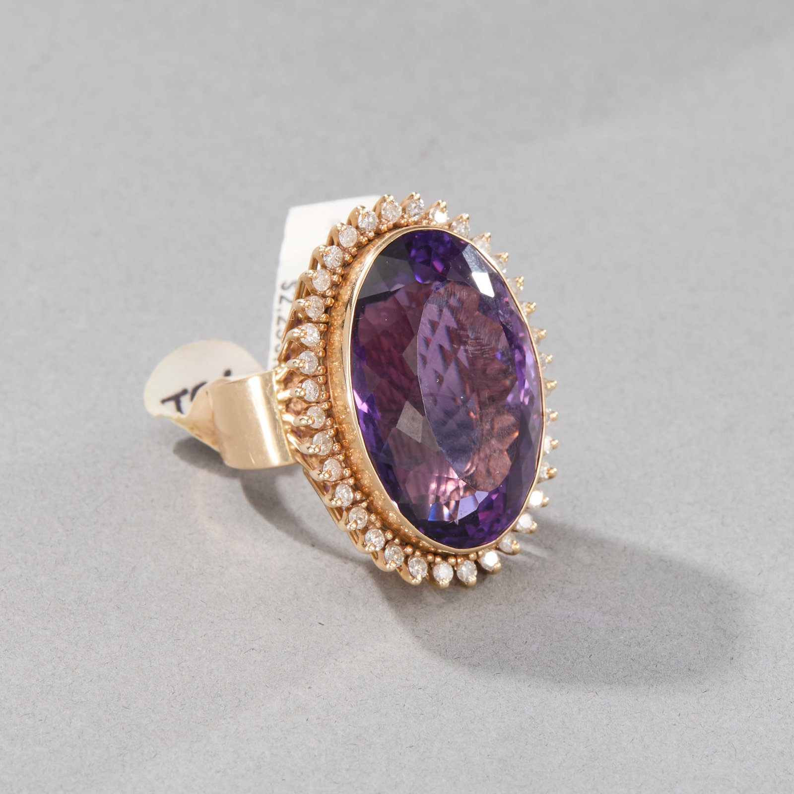 Large 14k Yellow Gold Amethyst and Diamond Ring (1 of 3)