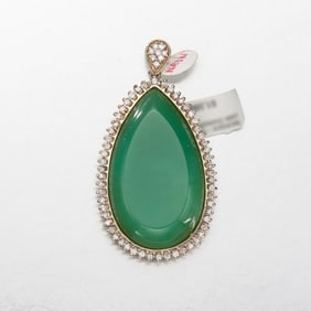 Gemstone and Diamond 14k White Gold Pendant