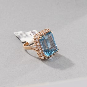 14k Yellow Gold Synthetic Spinel and Diamond Ring