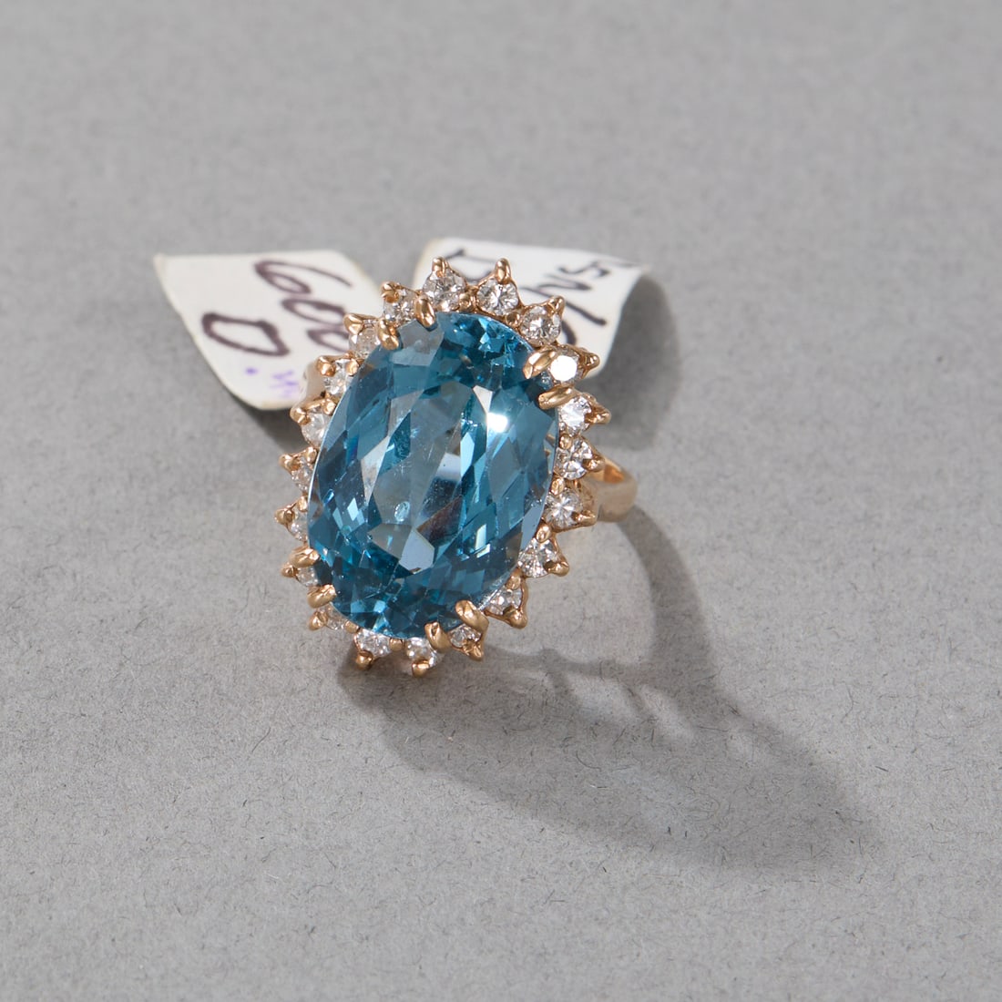 14k Yellow Gold Blue Gemstone and Diamond Ring (1 of 1)