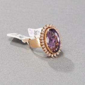 14k Yellow Gold Amethyst and Diamond
