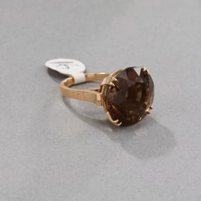 14k Yellow Gold Brown Gemstone Ring